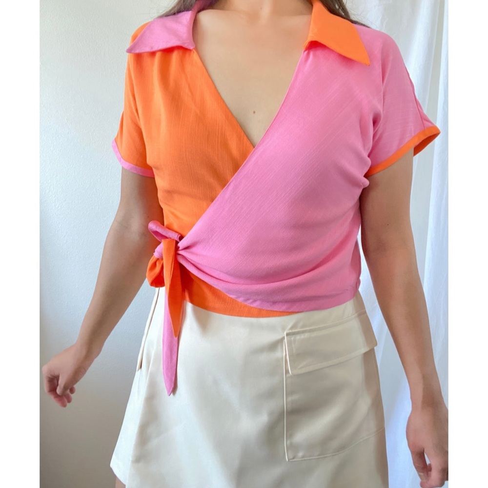 NWT LOVEFOOL 2X Bowler Top in Juicy Fruit (Pink & Orange)
